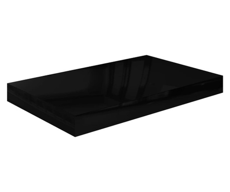 Raft de perete suspendat, negru extralucios, 40x23x3,8 cm, MDF