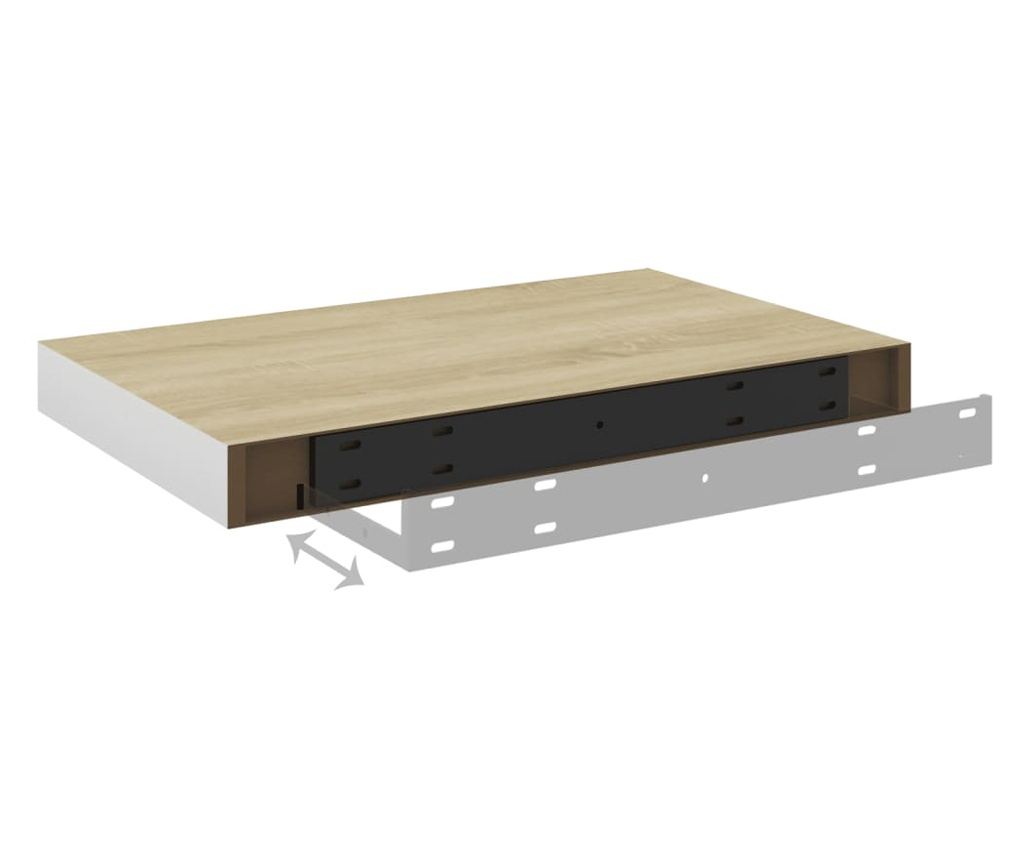 4 db fehér-tölgyszínű MDF lebegő fali polc 40 x 23,5 x 3,8 cm - 9