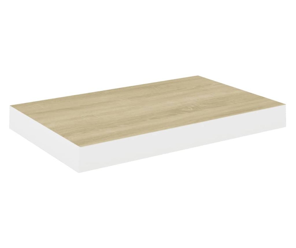 4 db fehér-tölgyszínű MDF lebegő fali polc 40 x 23,5 x 3,8 cm - 5