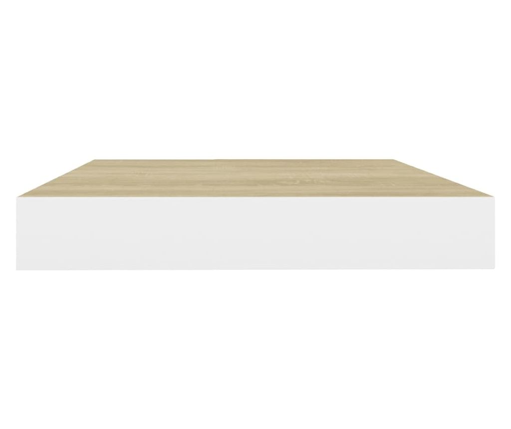 4 db fehér-tölgyszínű MDF lebegő fali polc 40 x 23,5 x 3,8 cm - 6