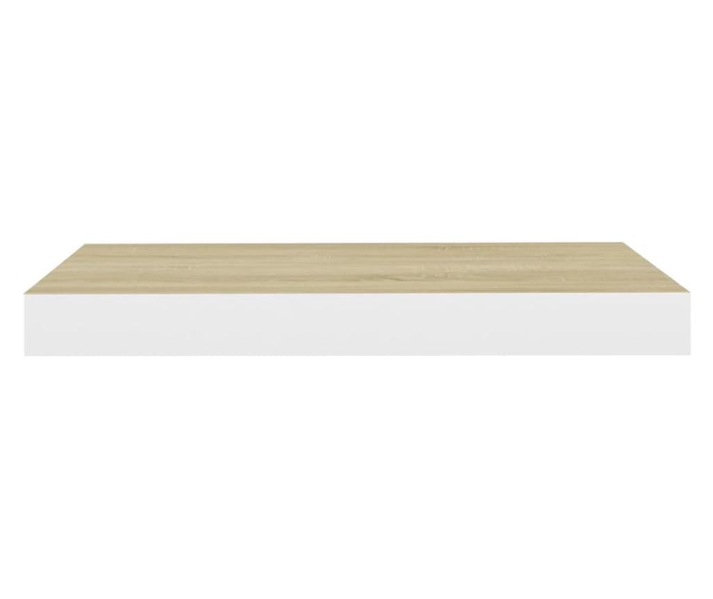 4 db fehér-tölgyszínű MDF lebegő fali polc 40 x 23,5 x 3,8 cm - 7