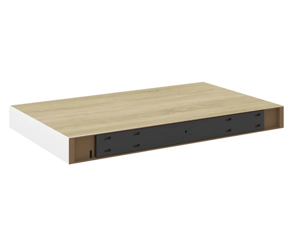 4 db fehér-tölgyszínű MDF lebegő fali polc 40 x 23,5 x 3,8 cm - 8