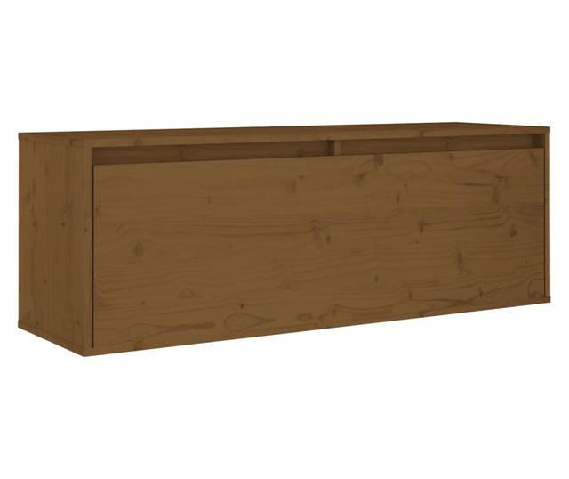 mézbarna tömör fenyőfa faliszekrény 100 x 30 x 35 cm