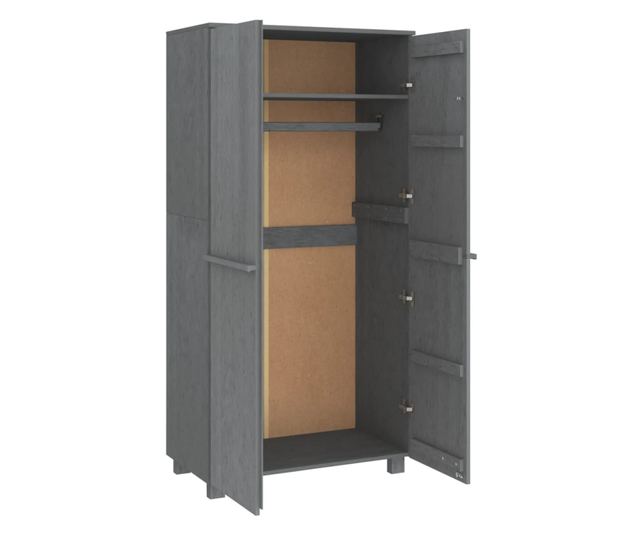 Ormar, tamno siva, 89x50x180 cm, masivno drvo bor