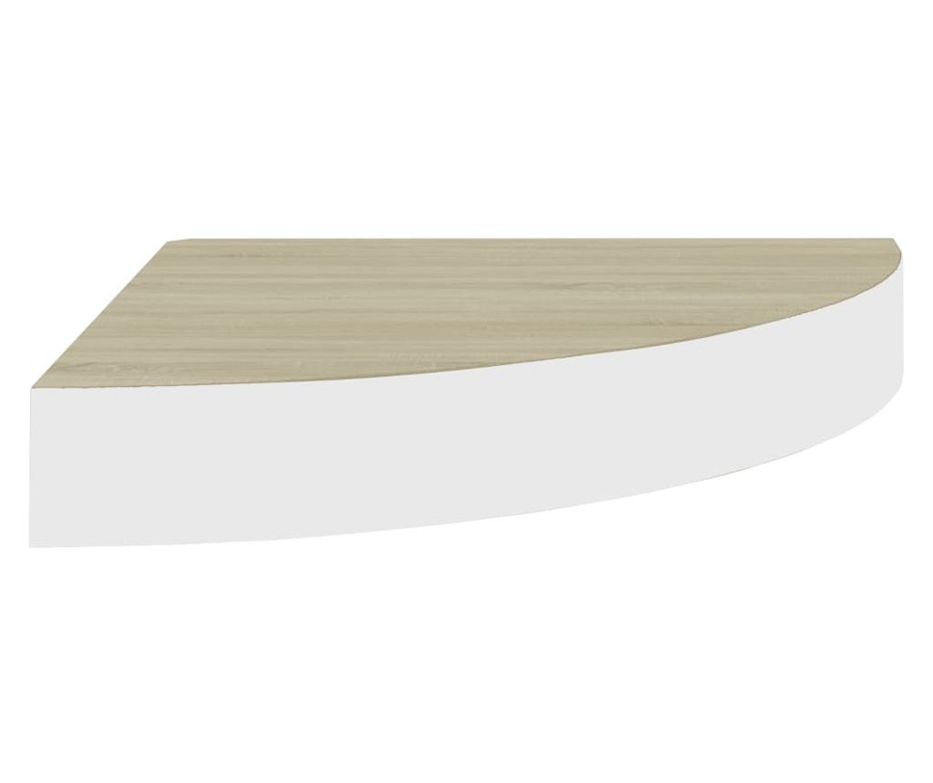 4 db fehér-tölgyszínű MDF fali sarokpolc 25 x 25 x 3,8 cm - 8