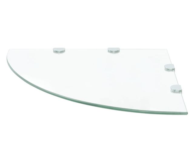 Raft de colt sticla transparenta cu suporti de crom, 45 x 45 cm