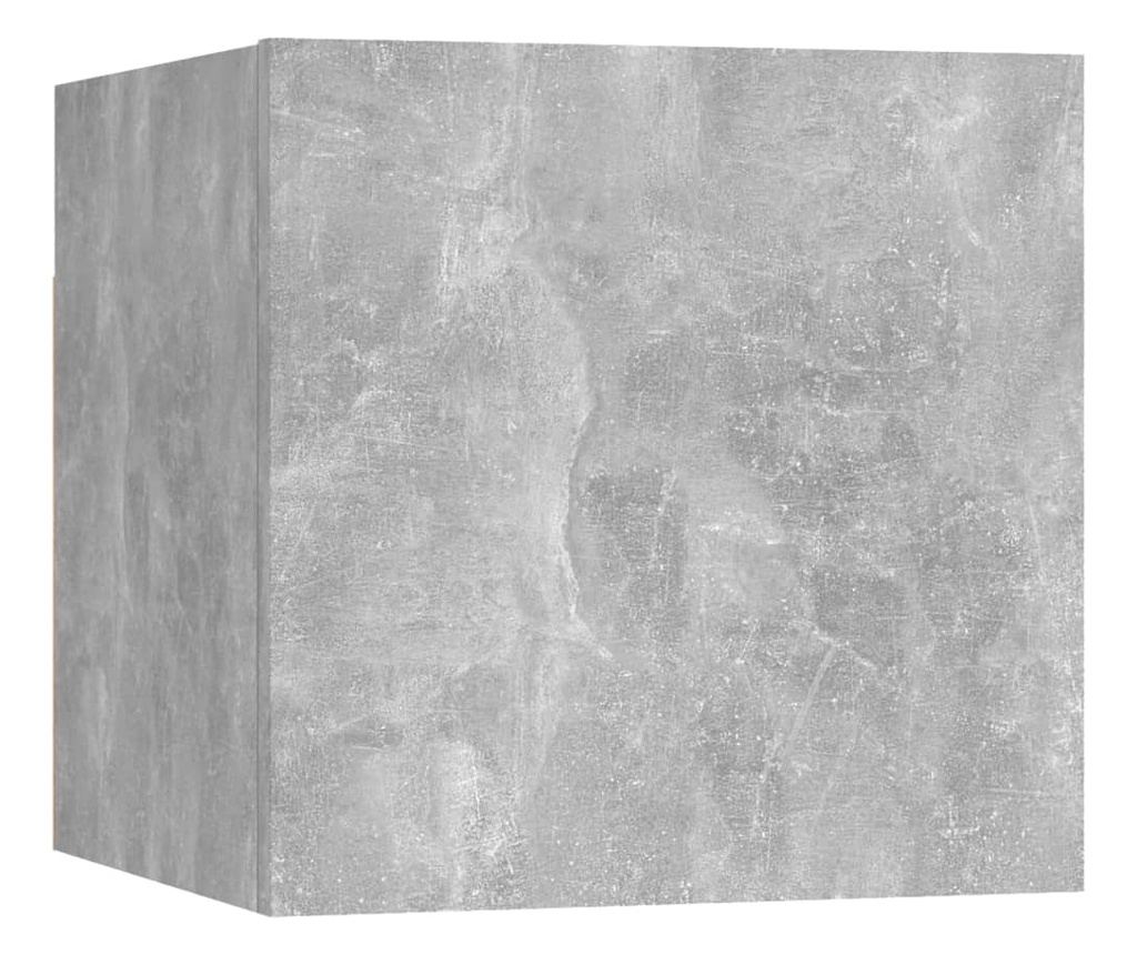 TV omarica set, 5 kosov, betonsko siva, konstruiran les - 5