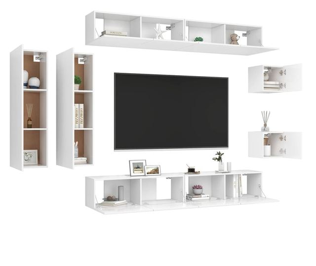 Set za TV, 8 komada, bijela, PAL