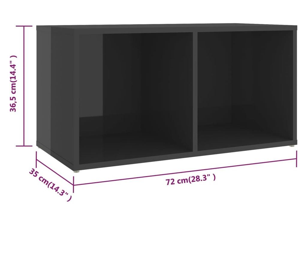 Set TV ormarića, 8 dijelova, visokog sjaja, siva, iverica - 8