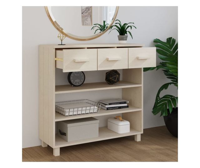 Masuta consola, maro miere, 90x35x90 cm, lemn masiv de pin