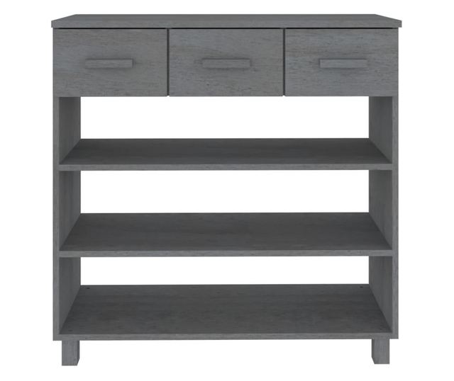 Masuta consola, gri inchis, 90x35x90 cm, lemn masiv de pin