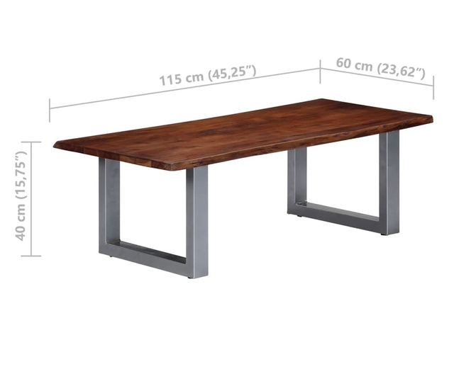 Stolić za kavu, prirodni rubovi, 115x60x40 cm, masivno drvo akacije