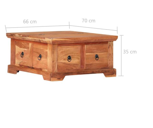 Stolić za kavu, 66 x 70 x 35 cm, masivno drvo akacije
