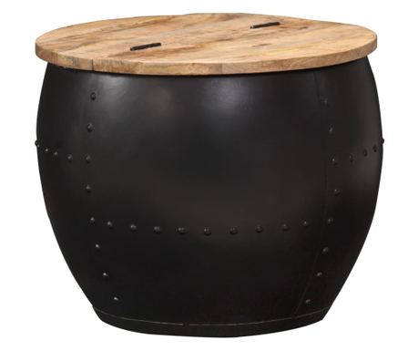 Τραπεζάκι σαλονιού, 53 x 43 εκ., μασίφ ξύλο μάνγκο, στρογγυλό