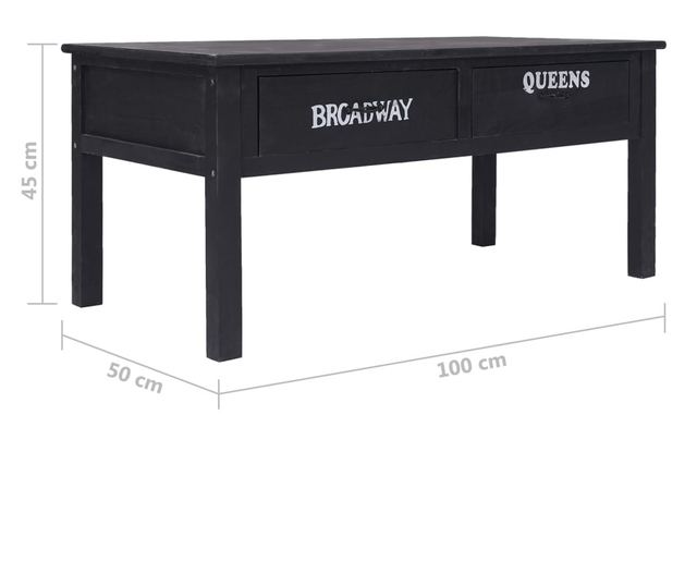 Stolić za kavu, crni, 100 x 50 x 45 cm, drvo