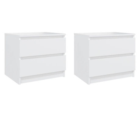Нощни шкафчета, 2 бр, бели, 50x39x43,5 см, ПДЧ