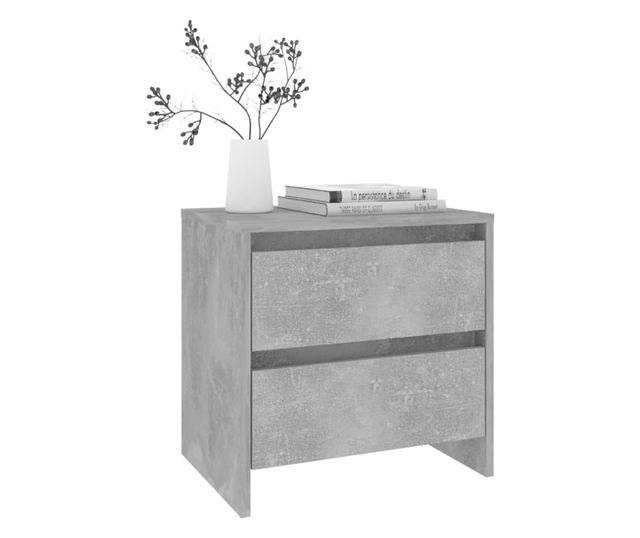 Stolik nocny, szary beton, 45x34,5x44,5 cm, płyta wiórowa
