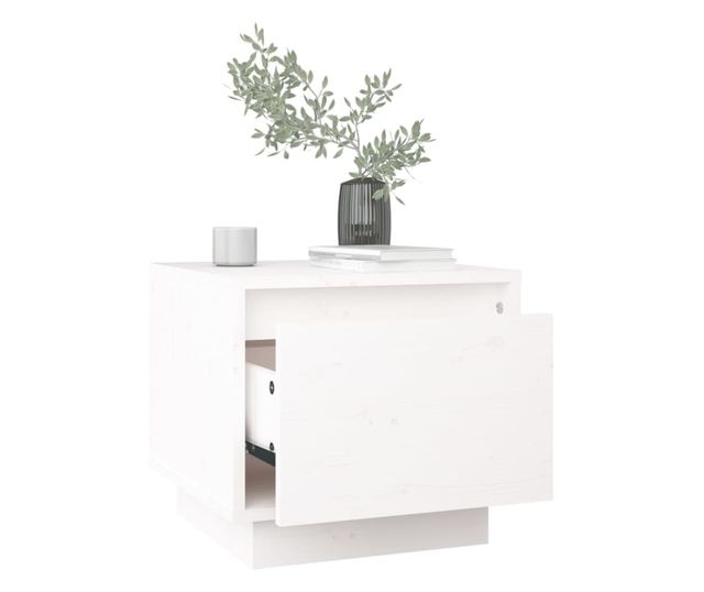 Noćni ormarići, 2 kom., bijela, 35x34x32 cm, masivno borovo drvo