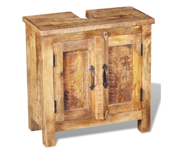 Dulap de chiuvetă cu oglindă din lemn masiv de mango