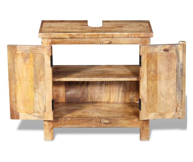 Dulap de chiuvetă cu oglindă din lemn masiv de mango