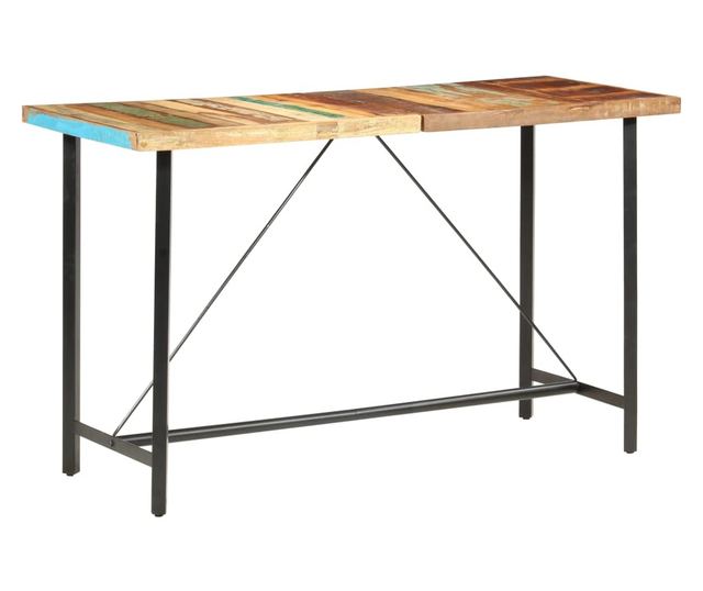 Мебели за бар комплект 7 части Рециклирано масивно дърво и естествена кожа