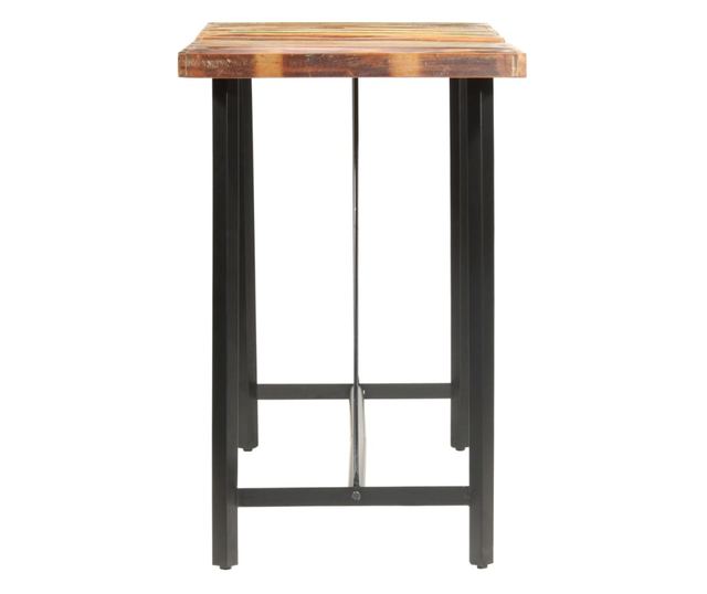 Мебели за бар комплект 7 части Рециклирано масивно дърво и естествена кожа