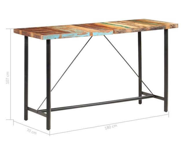 Мебели за бар комплект 7 части Рециклирано масивно дърво и естествена кожа