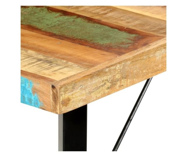 Мебели за бар комплект 7 части Рециклирано масивно дърво и естествена кожа