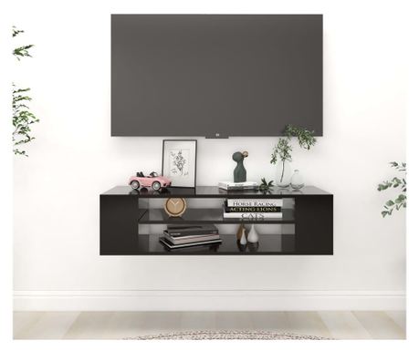Επιτοίχιο Έπιπλο Τηλεόρασης, Μαύρο, 100x30x26.5 εκ., Μοριοσανίδα