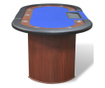 Stol za Poker za 10 Igrača s Prostorom za Djelitelja i Držačem Žetona Plavi