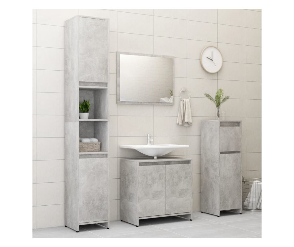 Kupaonski ormarić boja betona 30x30x95 cm od konstruiranog drva - 7