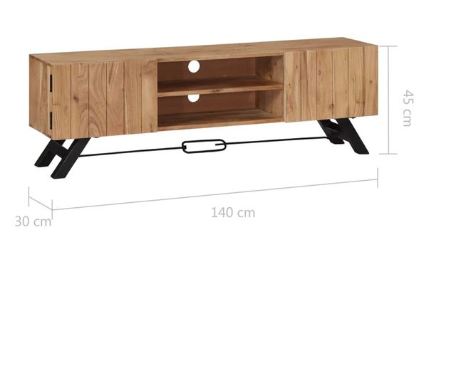 TV komoda, 140 x 30 x 45 cm, masivno drvo akacije