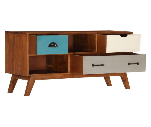 TV komoda s 3 ladice, 110x35x50 cm, masivno drvo akacije