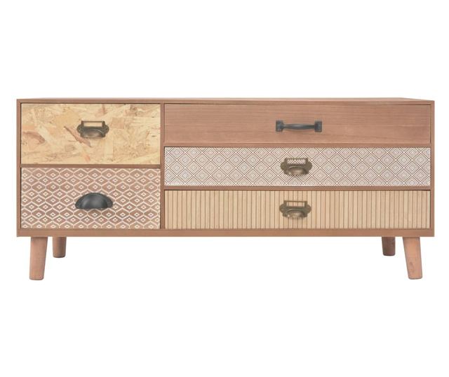 TV komoda s 5 ladica, 90x30x40 cm, masivno borovo drvo