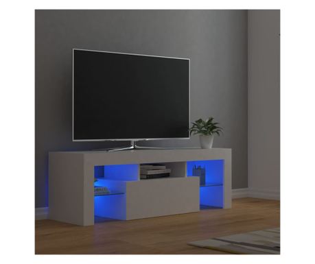 TV stolek s LED osvětlením, bílý, 120x35x40 cm