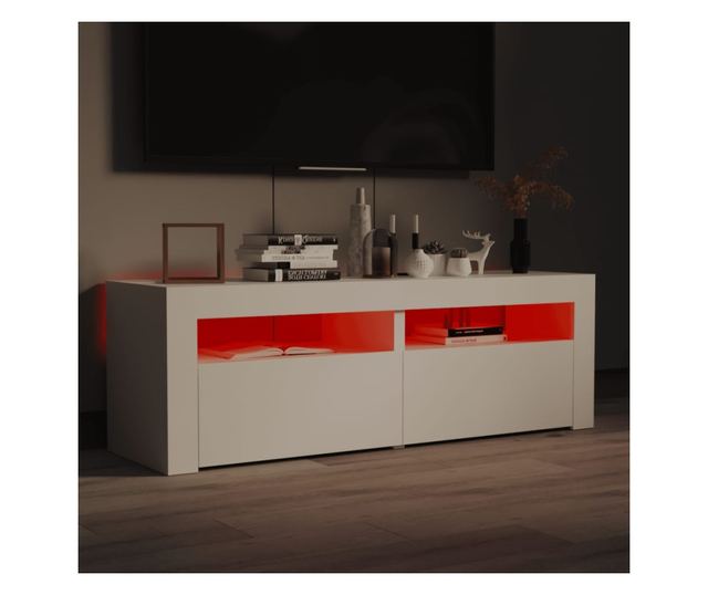 TV ormarić s LED svjetlima bijeli 120 x 35 x 40 cm