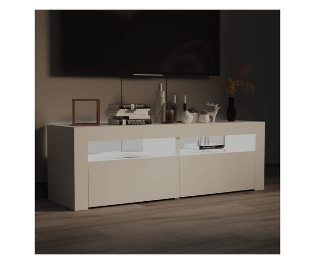 TV ormarić s LED svjetlima bijeli 120 x 35 x 40 cm