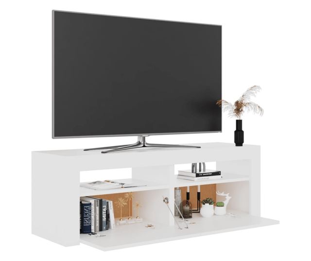 TV ormarić s LED svjetlima bijeli 120 x 35 x 40 cm