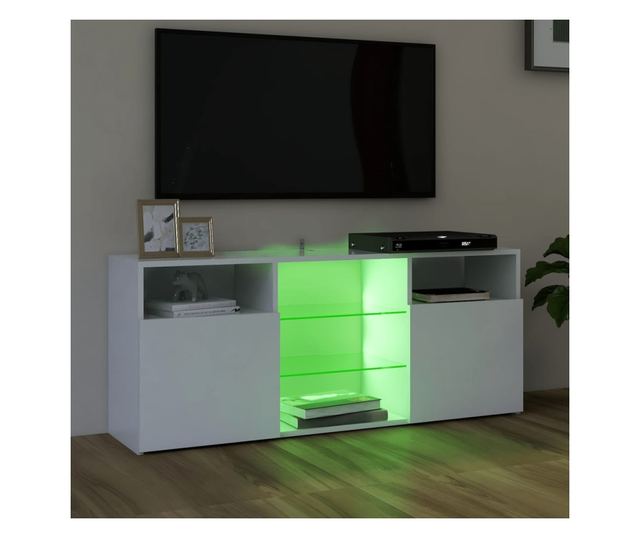 TV ormarić s LED svjetlima bijeli 120 x 30 x 50 cm