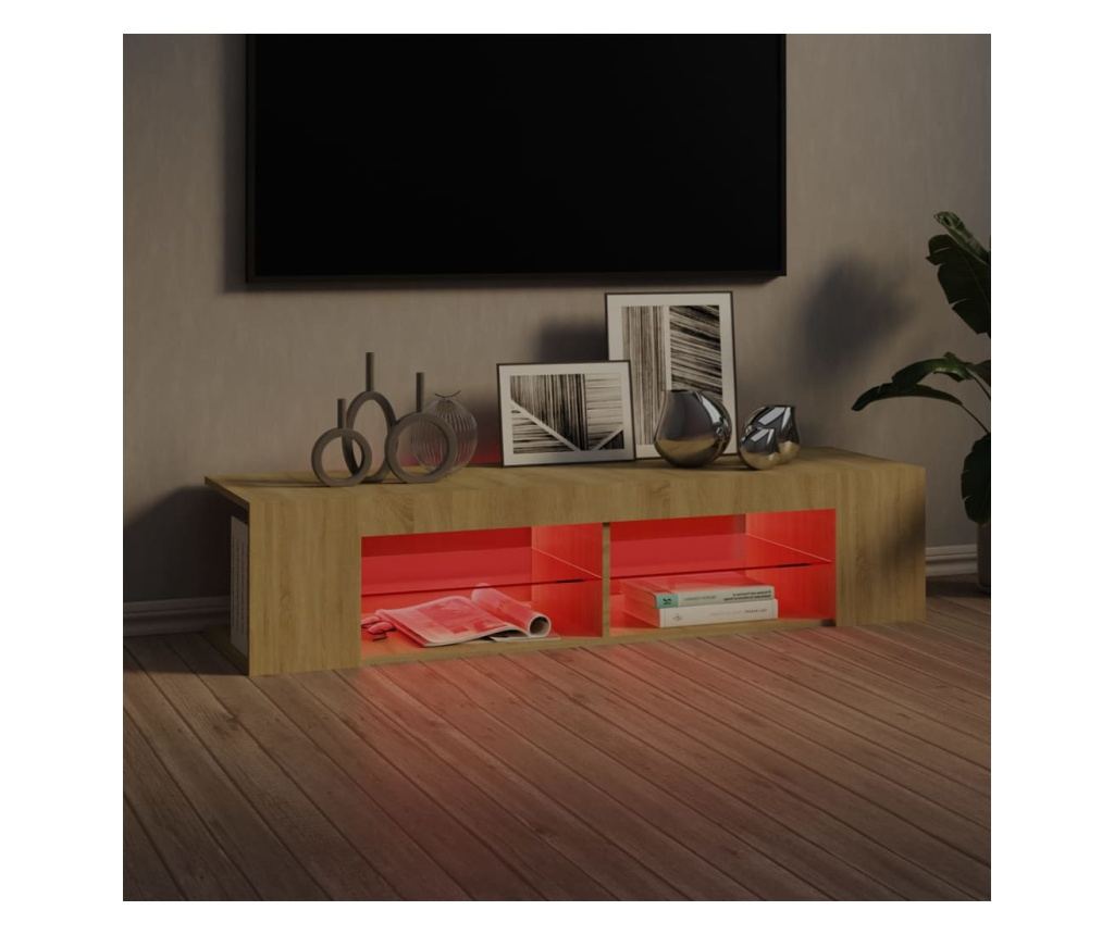 TV ormarić s LED svjetlima boja hrasta sonome 135 x 39 x 30 cm - 10
