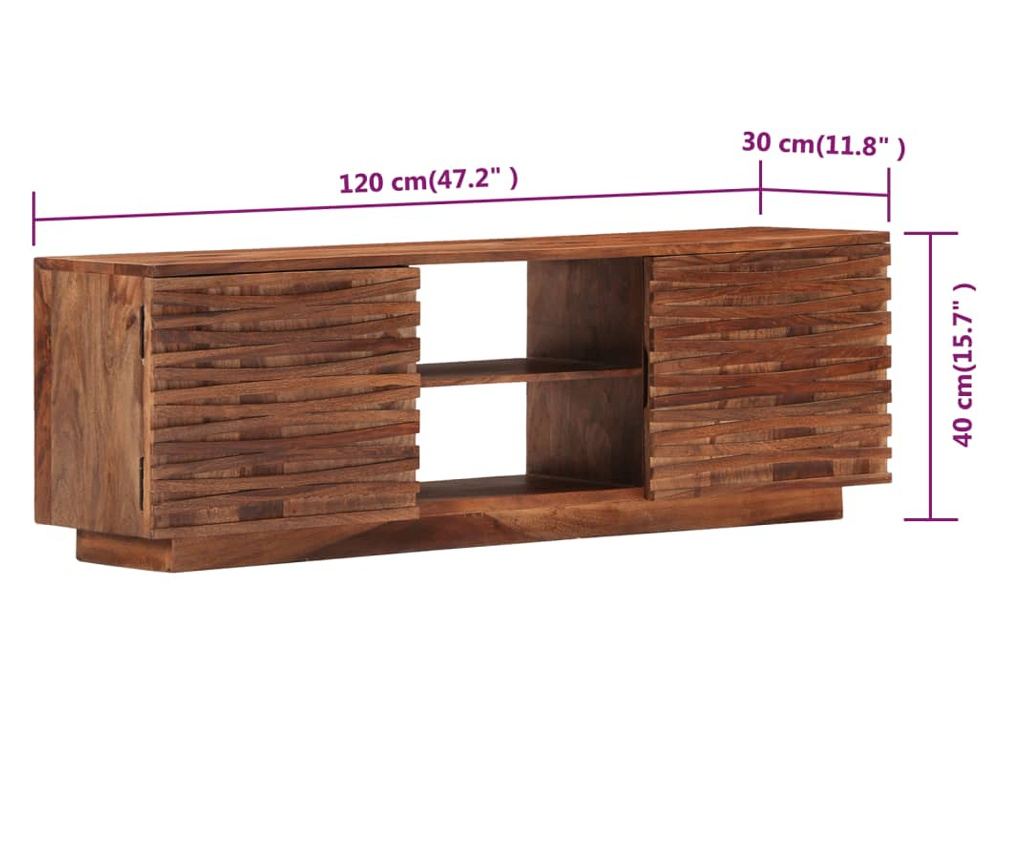 TV ormarić 120 x 30 x 40 cm od masivnog drva šišama - 21