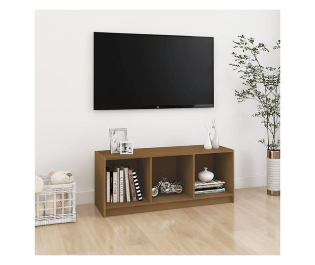 TV ormarić smeđa boja meda 104 x 33 x 41 cm od masivne borovine