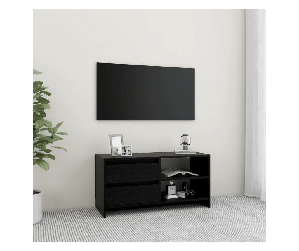 TV ormarić crni 80 x 31 x 39 cm od masivne borovine - 7
