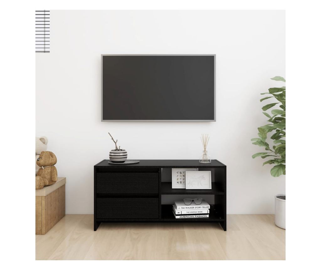 TV ormarić crni 80 x 31 x 39 cm od masivne borovine - 11