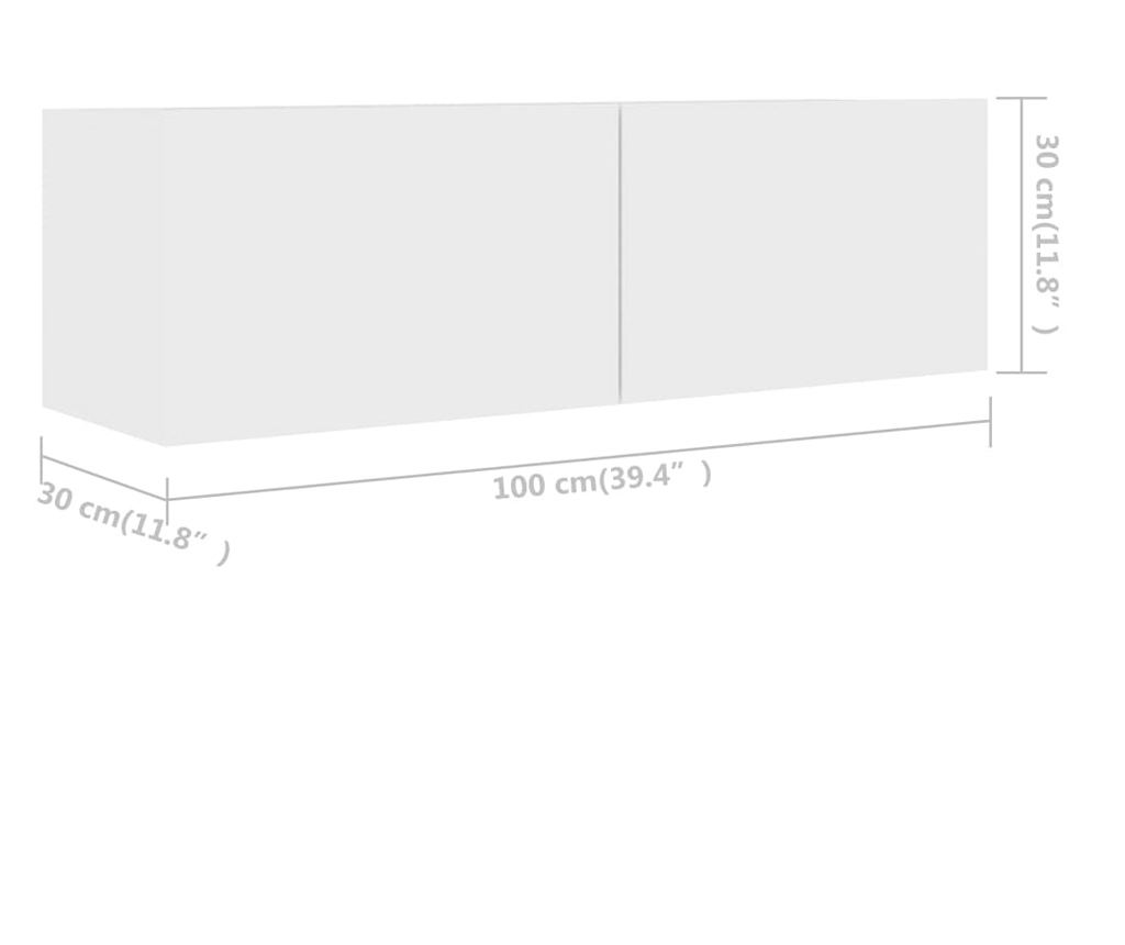 TV komode, 4 kom., bijela, 100x30x30 cm, iverica - 8
