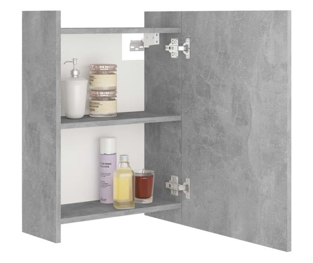 Шкаф за баня с огледало, бетонно сив, 62,5x20,5x64 см, ПДЧ