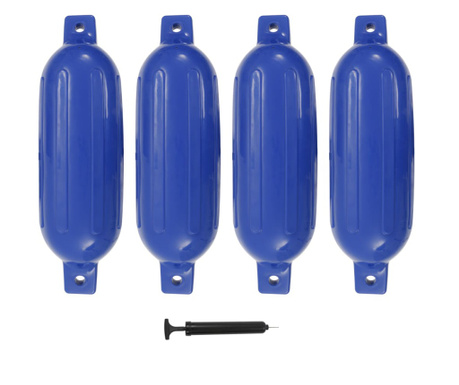 Odbijacze do łodzi, 4 szt., niebieskie, 58,5x16,5 cm, PVC