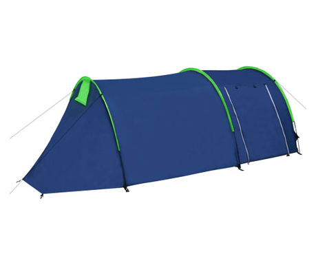 Водоустойчива палатка за къмпинг за 4 човека, цвят морско син/зелен