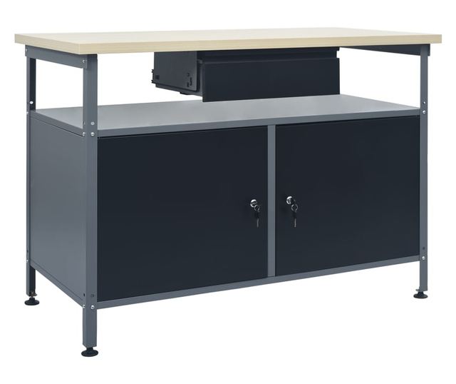 Banc de lucru, negru, 120 x 60 x 85 cm, otel