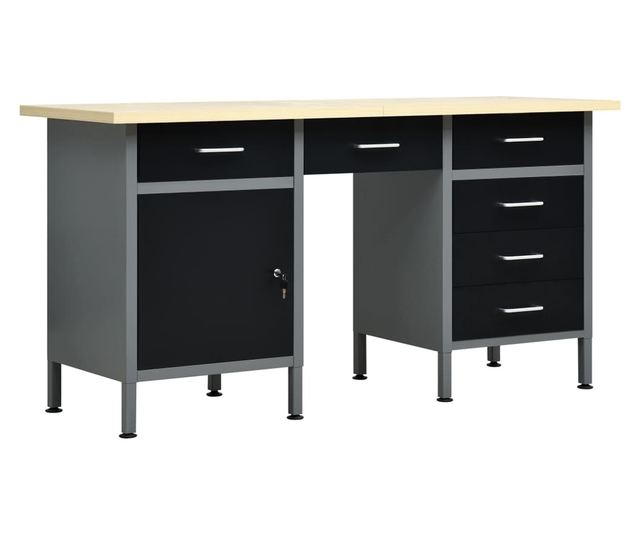 Banc de lucru, negru, 160 x 60 x 85 cm, otel